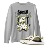 Jordan 1 Low X Travis Scott Golf Olive shirt to match jordans Stoned Bear sneaker matching t-shirt Air Jordan 1 Travis Scott Golf Olive SNRT Sneaker Release Tees Unisex Heather Grey 1 T-Shirt