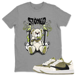 Jordan 1 Low X Travis Scott Golf Olive shirt to match jordans Stoned Bear sneaker matching t-shirt Air Jordan 1 Travis Scott Golf Olive SNRT Sneaker Release Tees Unisex Heather Grey 1 T-Shirt