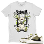 Jordan 1 Low X Travis Scott Golf Olive shirt to match jordans Stoned Bear sneaker matching t-shirt Air Jordan 1 Travis Scott Golf Olive SNRT Sneaker Release Tees Unisex White 1 T-Shirt