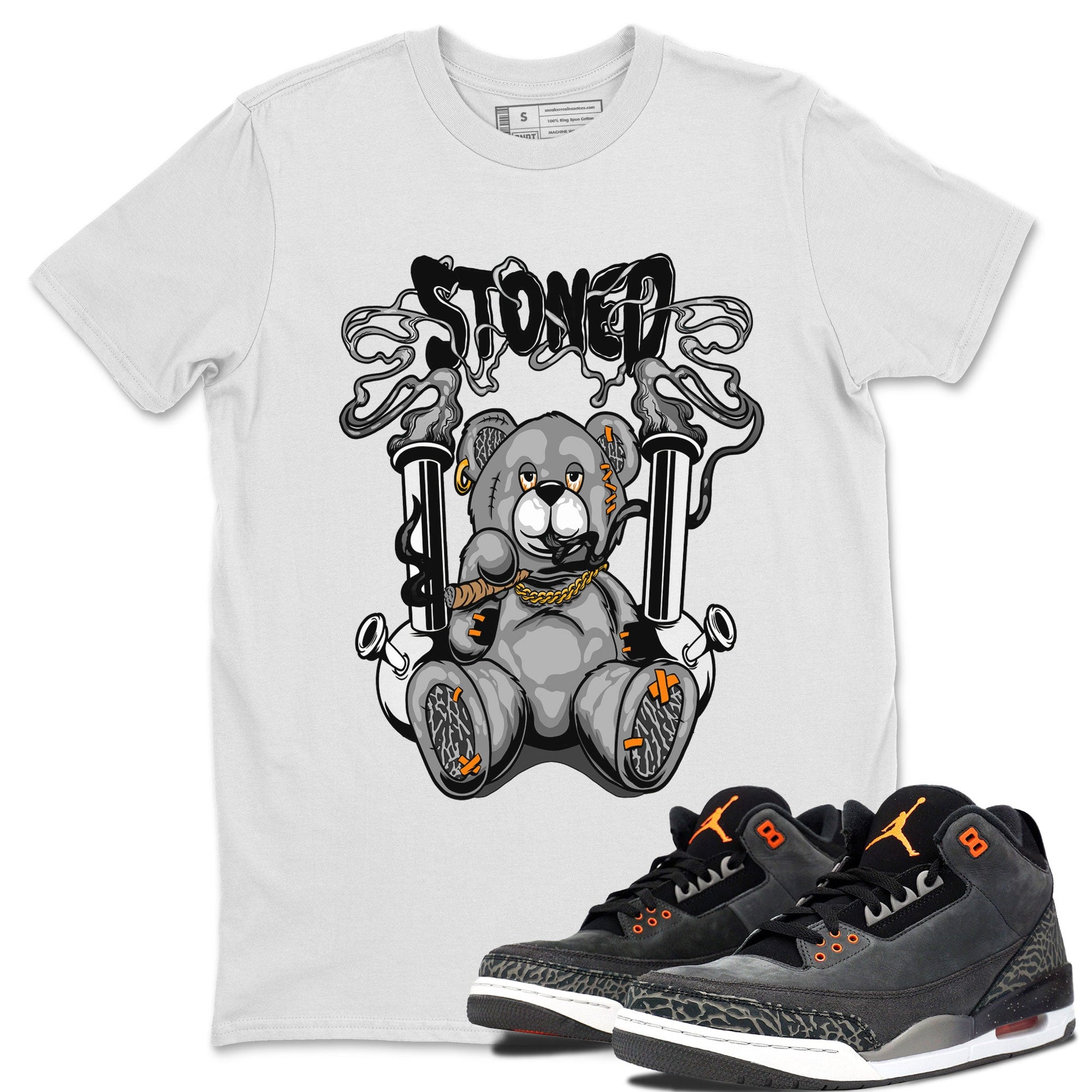 Air Jordan 3 Fear shirt to match jordans Stoned Bear sneaker matching t-shirt 3s Fear SNRT Sneaker Release Tees Unisex White 1 T-Shirt