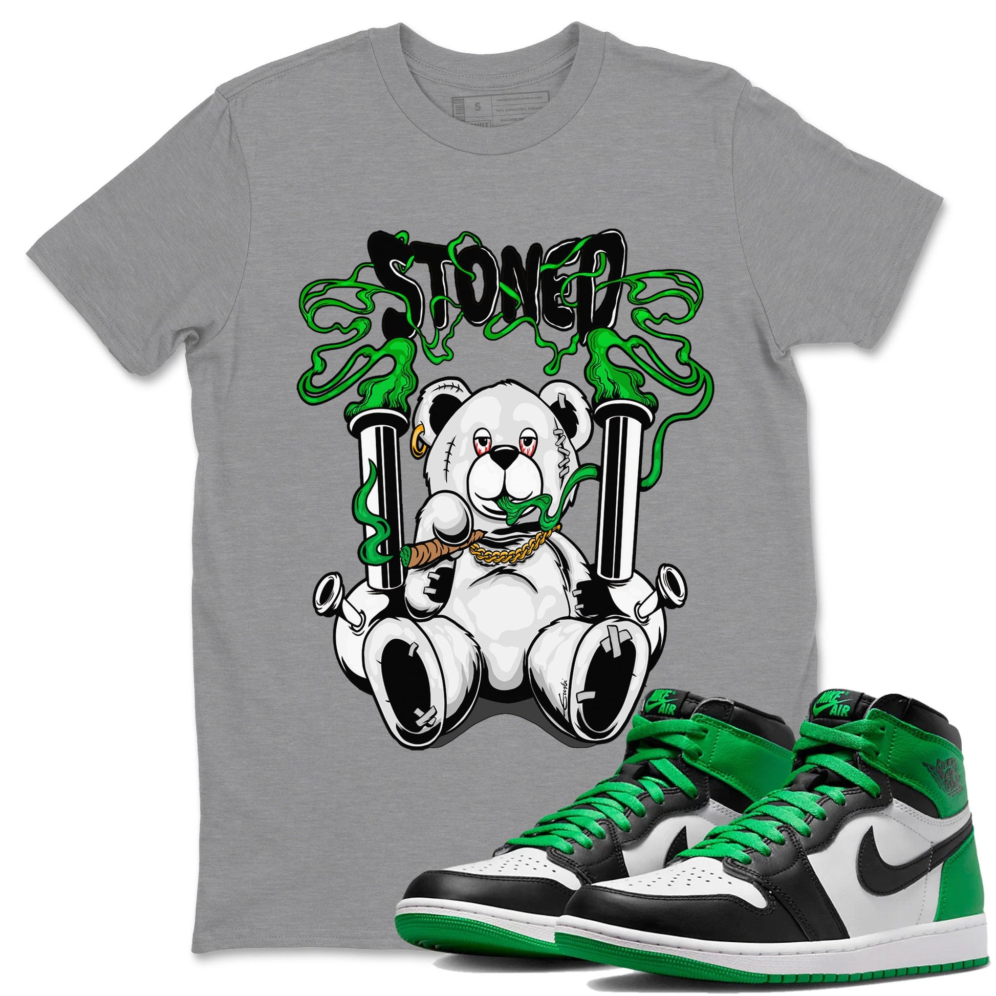 Air Jordan 1 Celtics Stoned Bear Crew Neck Sneaker Tees Air Jordan 1 Celtics Sneaker T-Shirts Size Chart