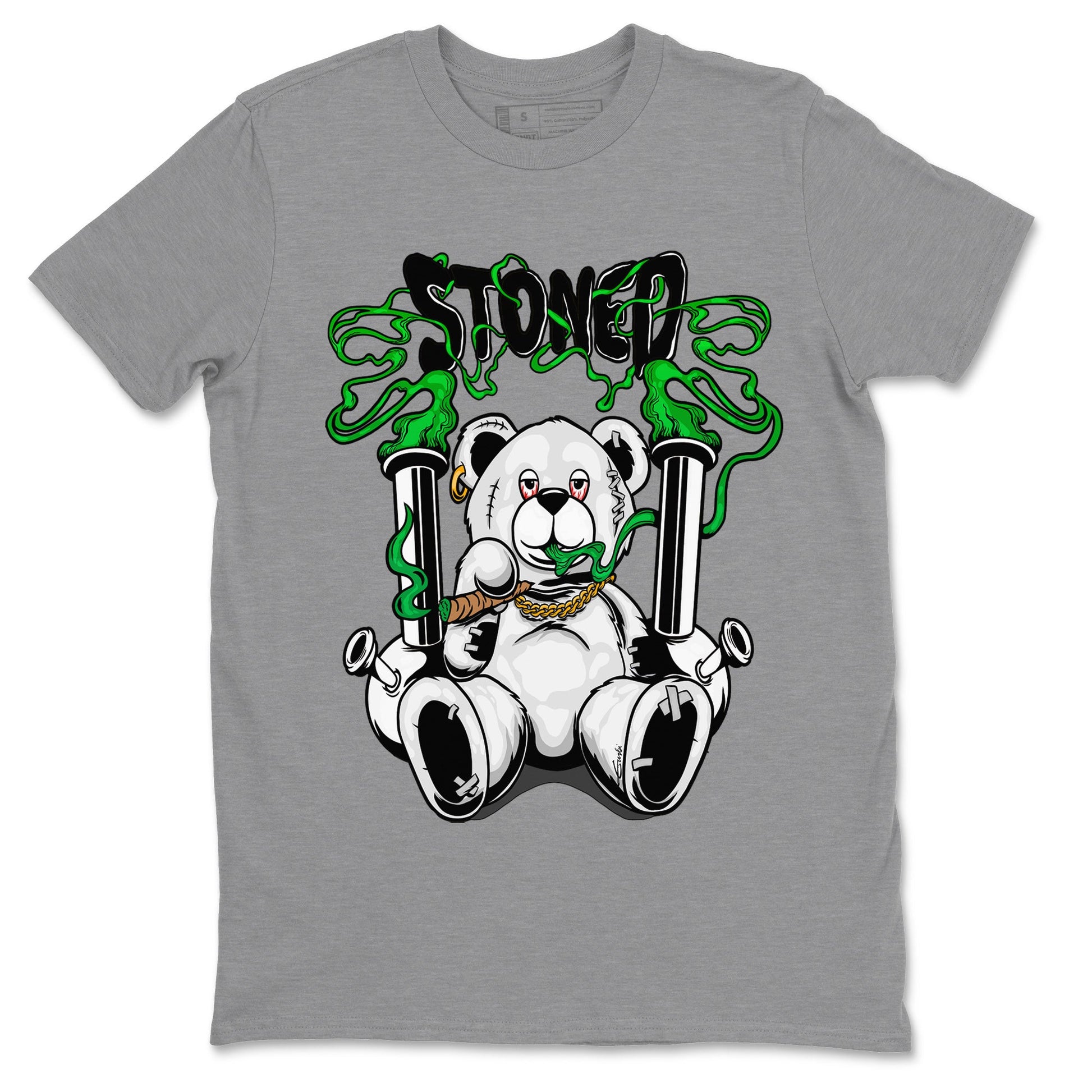 Air Jordan 1 Celtics Sneaker Match Tees Stoned Bear Sneaker Tees Air Jordan 1 Lucky Green Celtics Tees Unisex Shirts Heather Grey 2