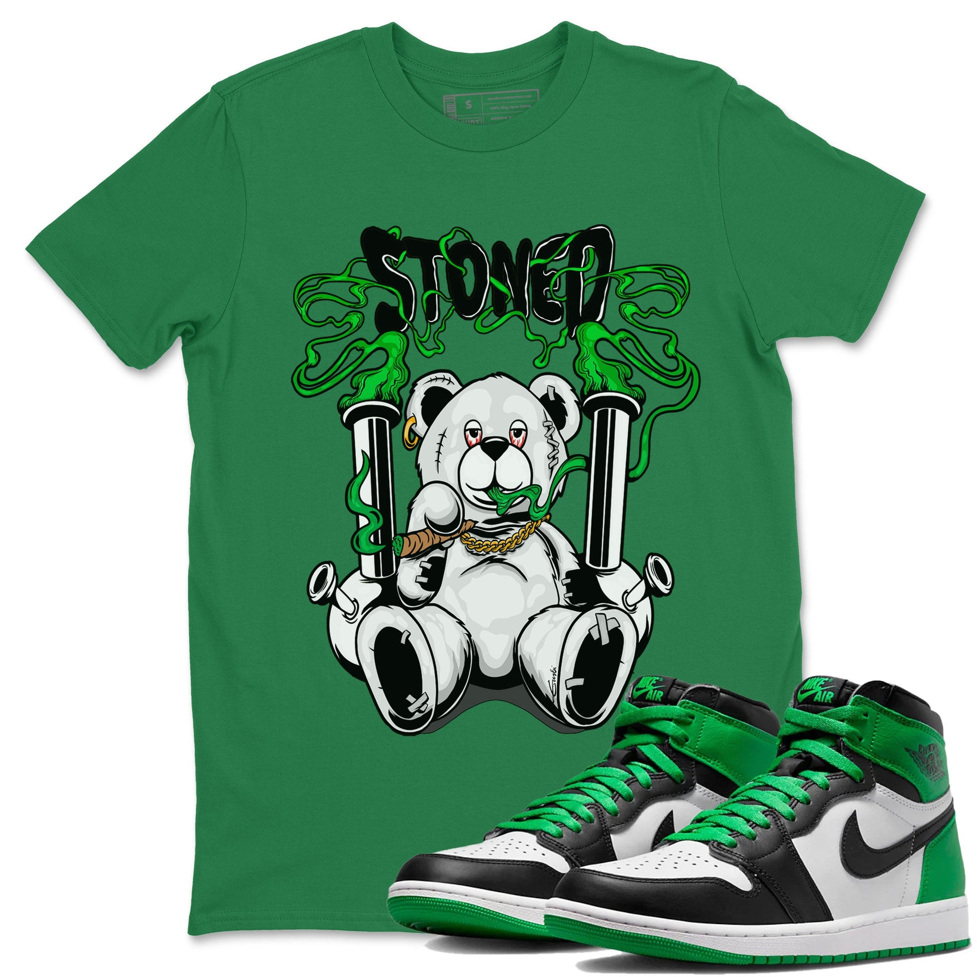 Air Jordan 1 Celtics Stoned Bear Crew Neck Sneaker Tees Air Jordan 1 Celtics Sneaker T-Shirts Washing and Care Tip