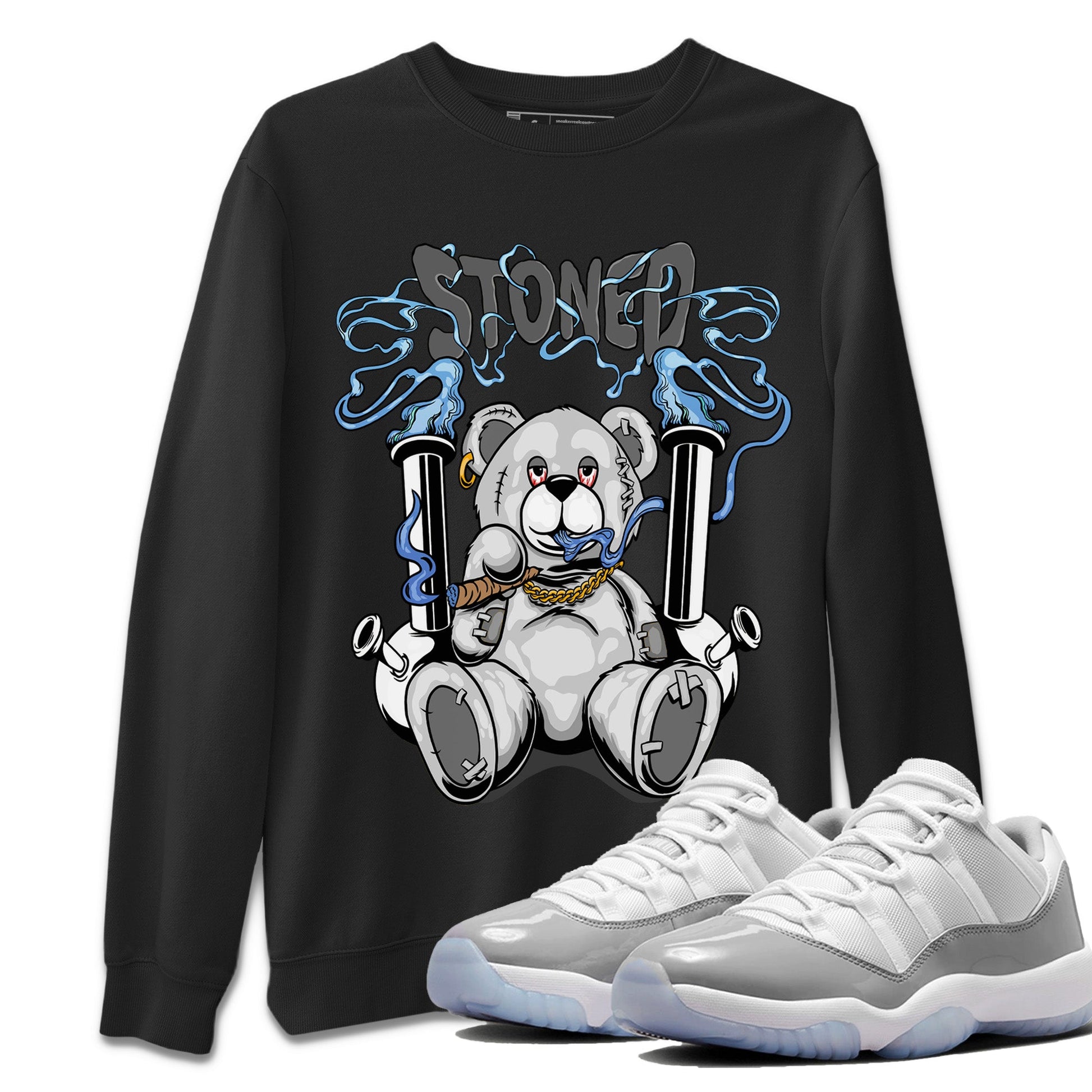 Air Jordan 11 White Cement Sneaker Match Tees Stoned Bear Sneaker Tees Air Jordan 11 Cement Grey Sneaker Release Tees Unisex Shirts Black 1