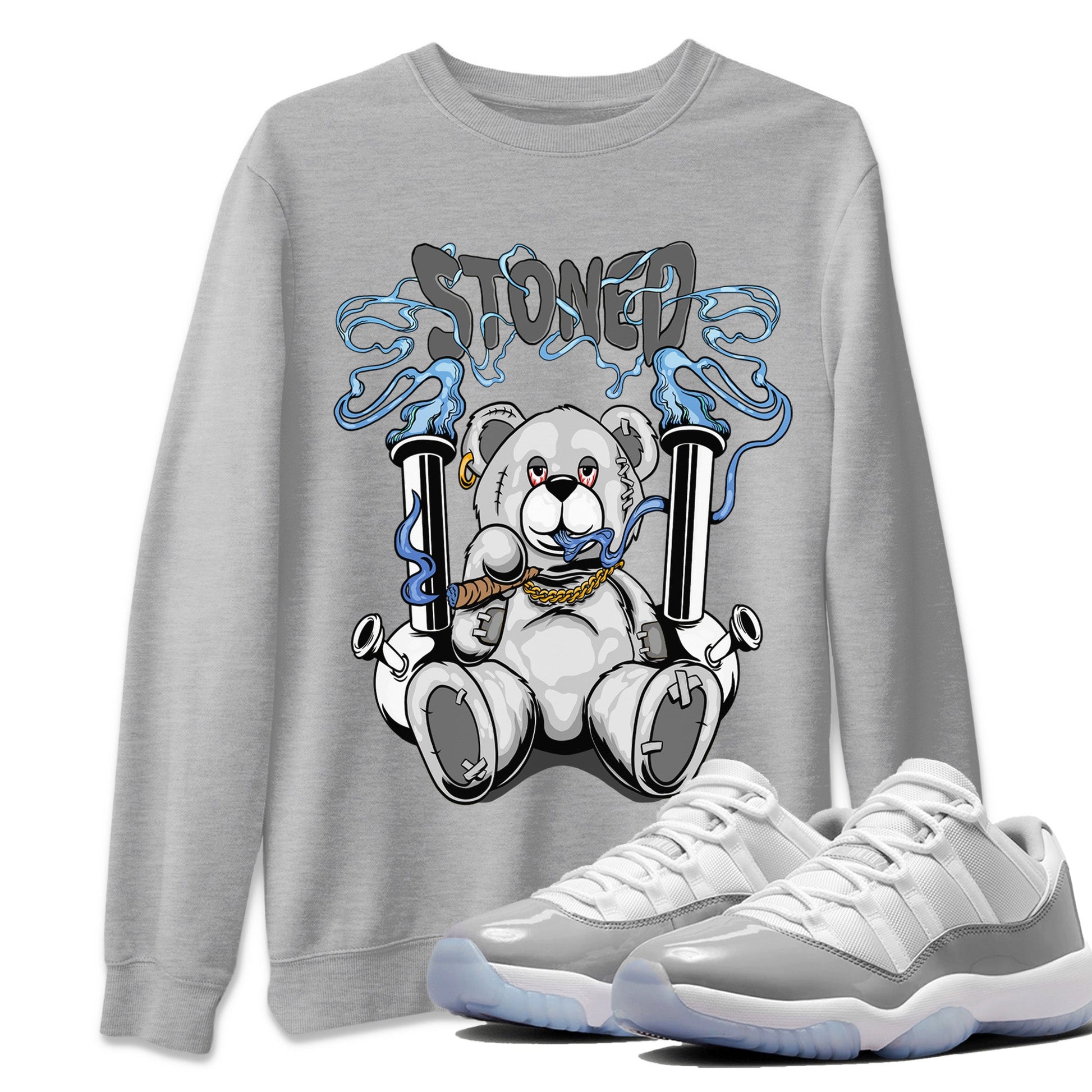 Air Jordan 11 White Cement Sneaker Match Tees Stoned Bear Sneaker Tees Air Jordan 11 Cement Grey Sneaker Release Tees Unisex Shirts Heather Grey 1