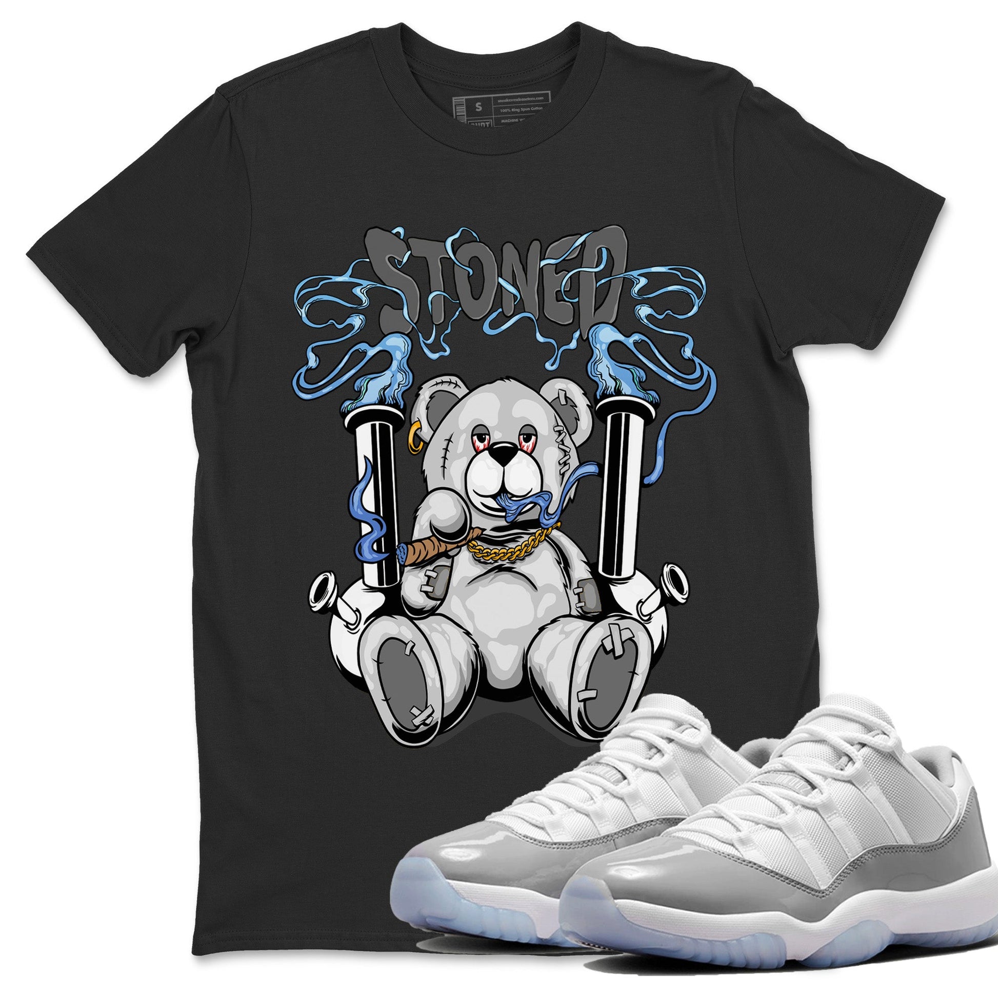 Air Jordan 11 White Cement Sneaker Match Tees Stoned Bear Sneaker Tees Air Jordan 11 Cement Grey Sneaker Release Tees Unisex Shirts Black 1