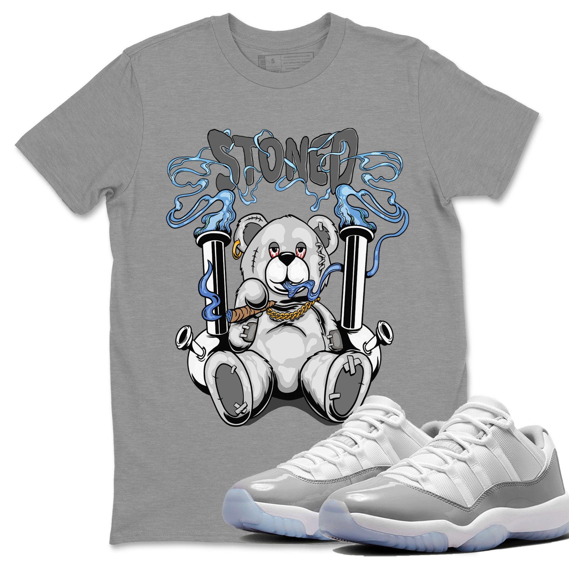 Air Jordan 11 White Cement Stoned Bear Crew Neck Sneaker Tees Air Jordan 11 Cement Grey Sneaker T-Shirts Size Chart