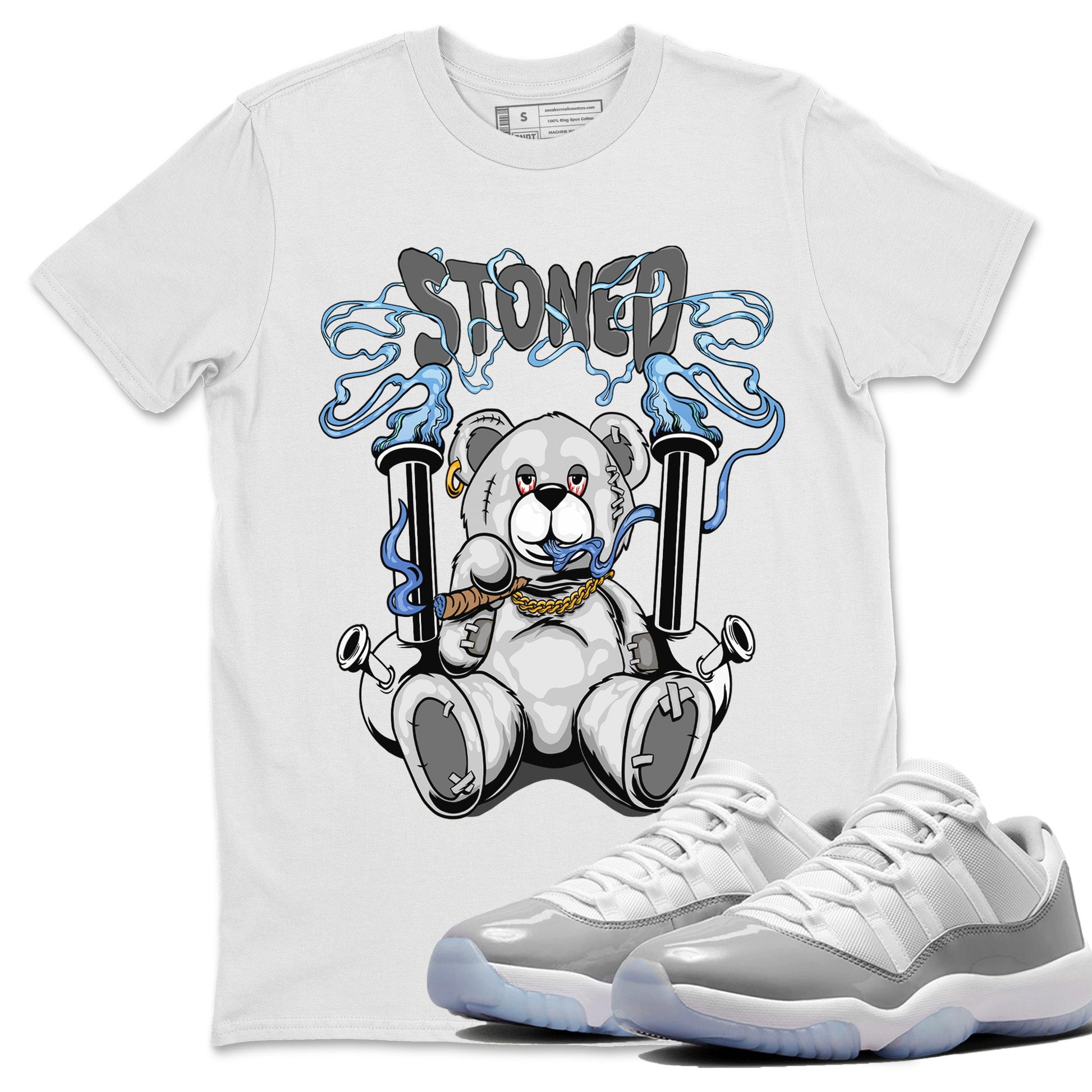 Air Jordan 11 White Cement Sneaker Match Tees Stoned Bear Sneaker Tees Air Jordan 11 Cement Grey Sneaker Release Tees Unisex Shirts White 1