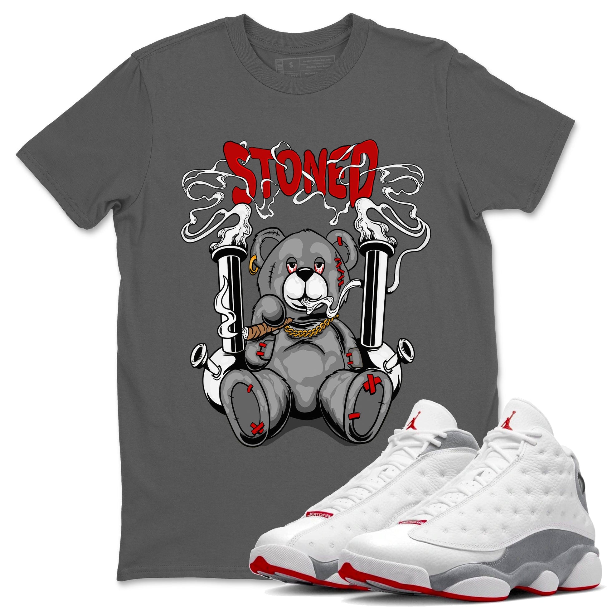 Air Jordan 13 Wolf Grey Sneaker Match Tees Stoned Bear Sneaker Tees 13s Wolf Grey SNRT Sneaker Release Tees Unisex Shirts Cool Grey 1