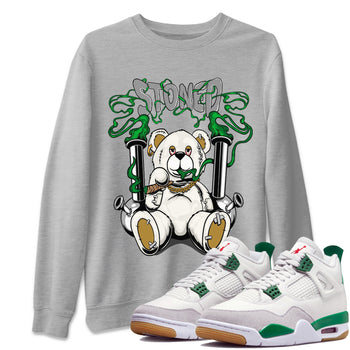 Jordan 4 Pine Green SB Sneaker Match Tees Stoned Bear Sneaker Tees Nike SB Air Jordan 4 Pine Green Sneaker Tees Sneaker Release Shirts Unisex Shirts Heather Grey 1