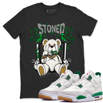 Jordan 4 Pine Green SB Sneaker Match Tees Stoned Bear Sneaker Tees Nike SB Air Jordan 4 Pine Green Sneaker Tees Sneaker Release Shirts Unisex Shirts Black 1