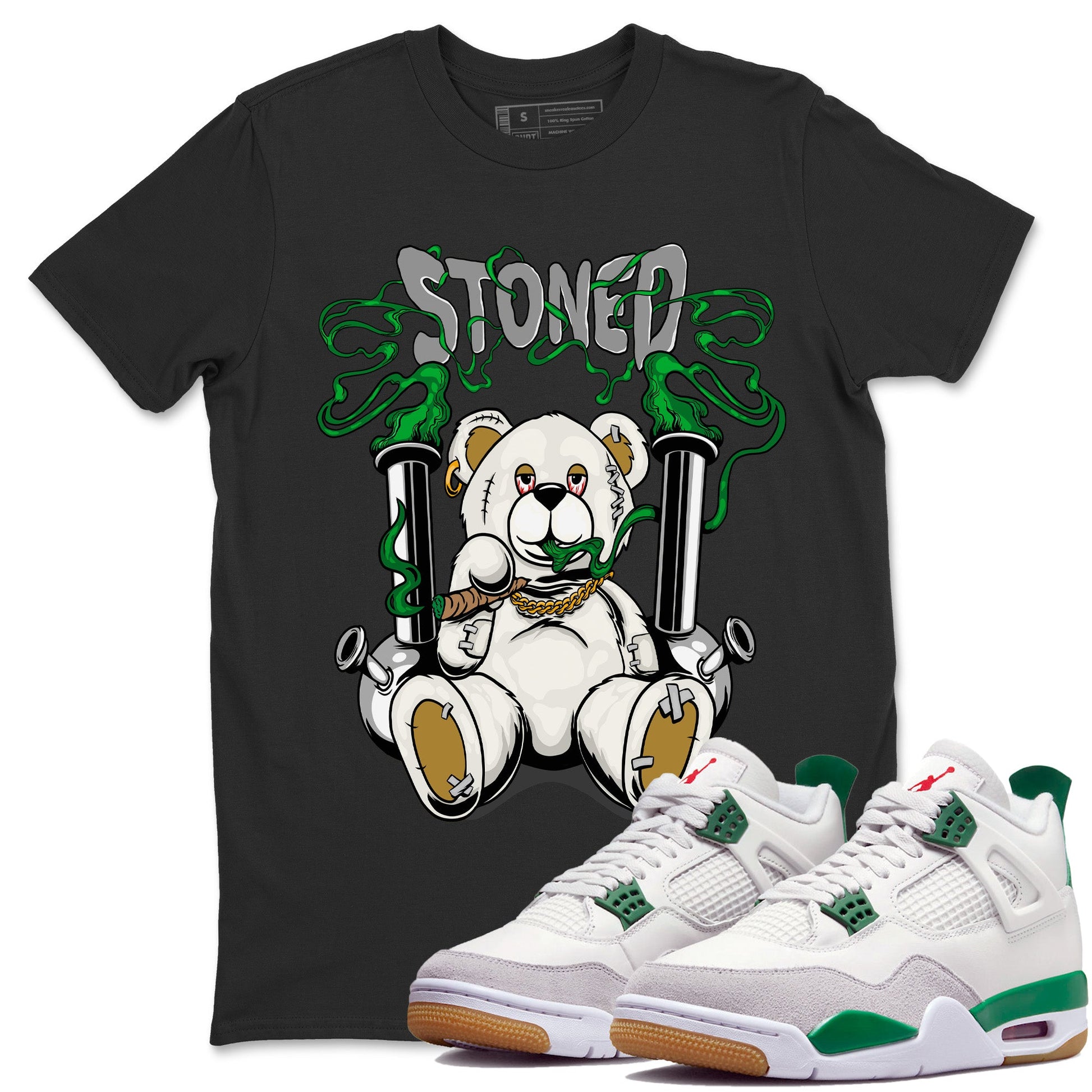 Air Jordan 4 Pine Green Sneaker Match Tees Stoned Bear Sneaker Tees Nike SB Air Jordan 4 Pine Green Sneaker Release Tees Unisex Shirts Black 1
