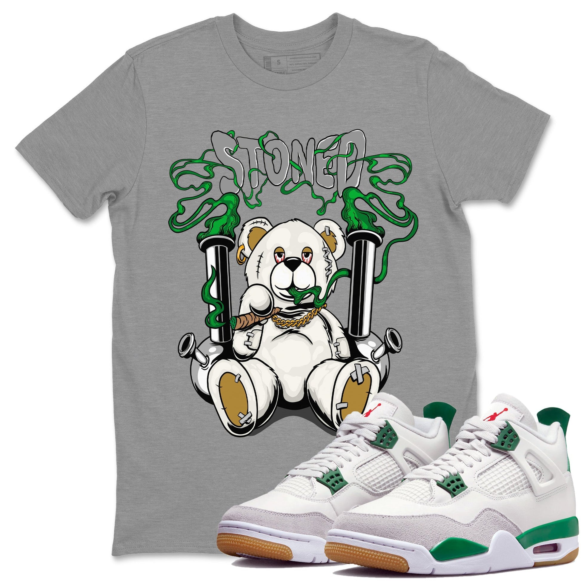 Air Jordan 4 Pine Green Stoned Bear Crew Neck Sneaker Tees Nike SB Air Jordan 4 Pine Green Sneaker T-Shirts Size Chart