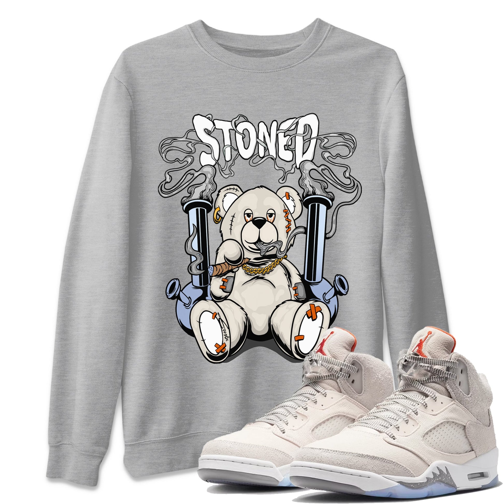 Air Jordan 5 Craft Sneaker Match Tees Stoned Bear Sneaker Tees Air Jordan 5 Retro Craft Tees Unisex Shirts Heather Grey 1