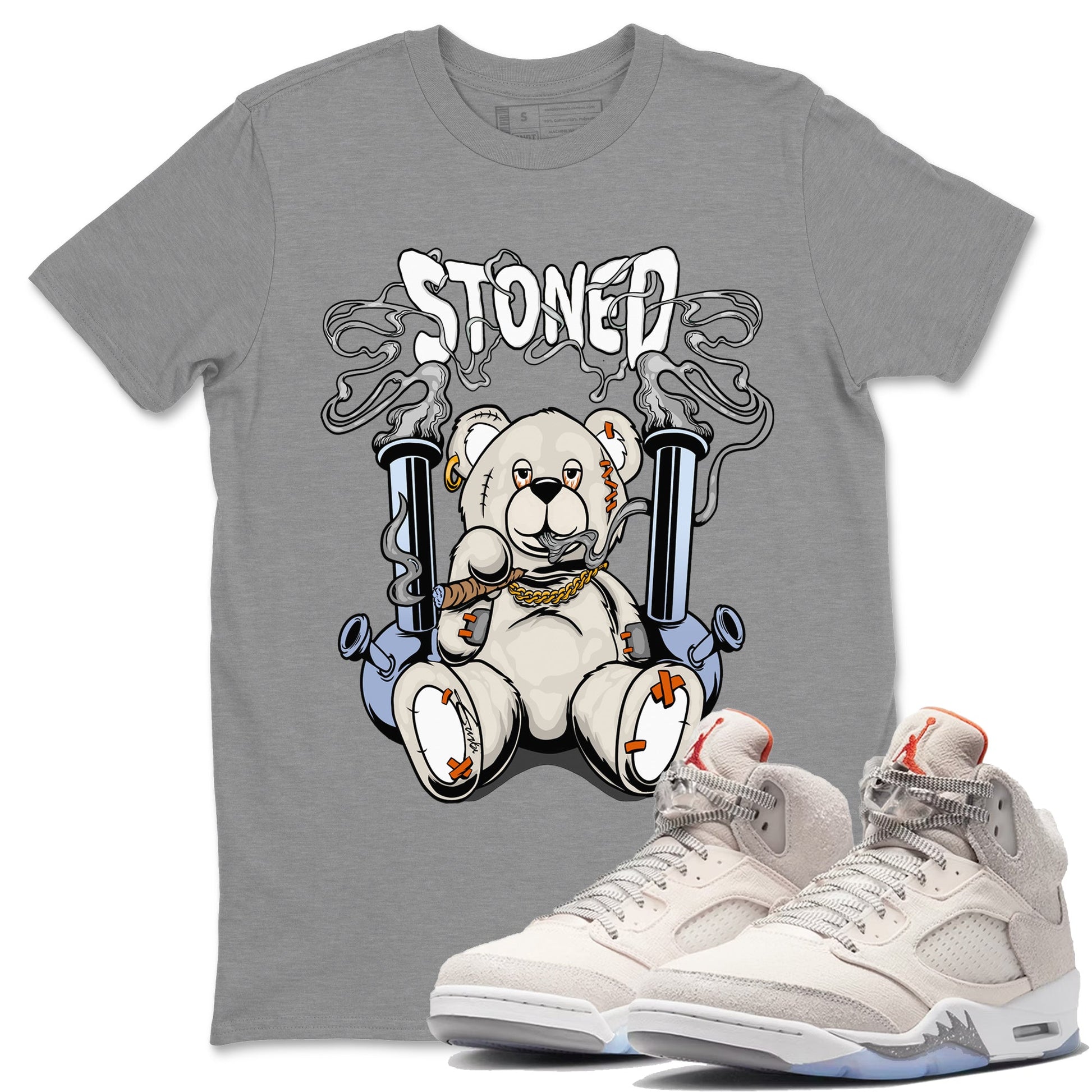 Air Jordan 5 Craft Stoned Bear Crew Neck Sneaker Tees Air Jordan 5 Craft Sneaker T-Shirts Size Chart