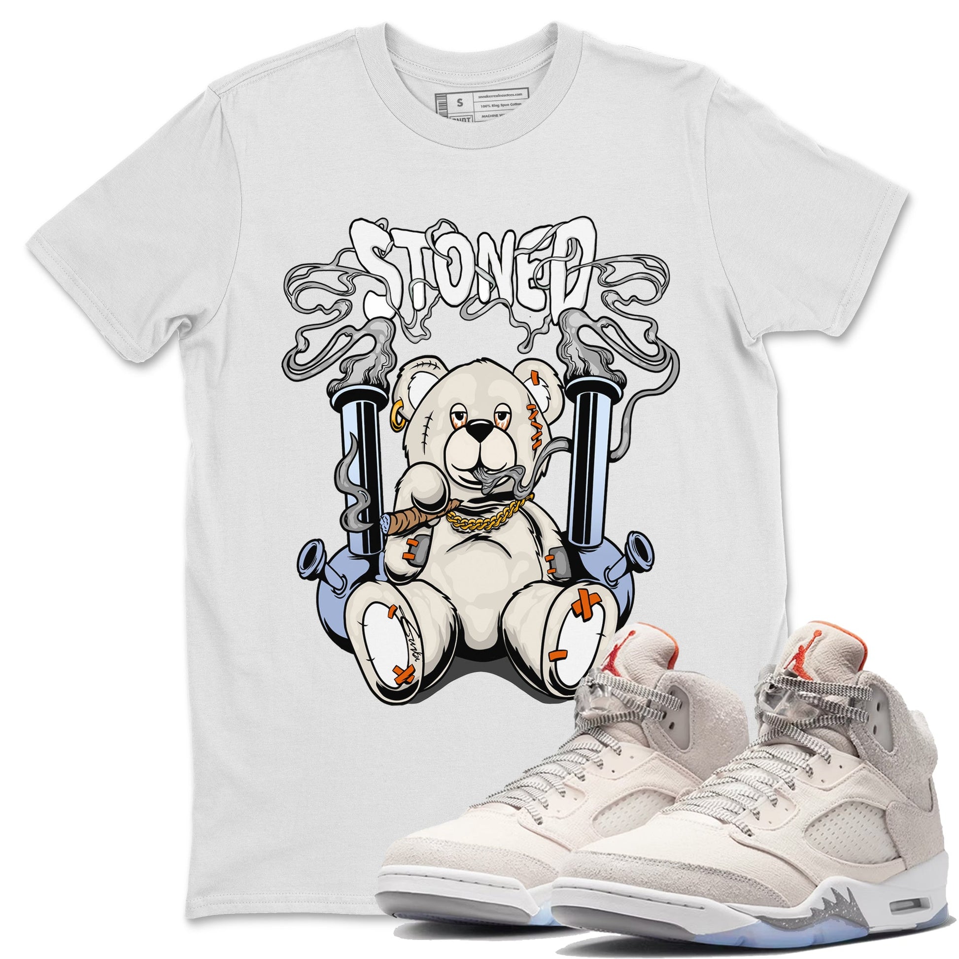 Air Jordan 5 Craft Sneaker Match Tees Stoned Bear Sneaker Tees Air Jordan 5 Retro Craft Tees Unisex Shirts White 1