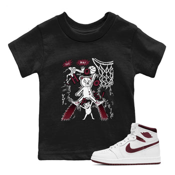 AJ1 Metallic Burgundy shirt to match jordans Stop The Bear sneaker tees Air Jordan 1 Metallic Burgundy SNRT sneaker release tees baby toddler Black 1 cotton Shirt