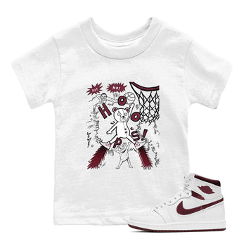 AJ1 Metallic Burgundy shirt to match jordans Stop The Bear sneaker tees Air Jordan 1 Metallic Burgundy SNRT sneaker release tees baby toddler White 1 cotton Shirt