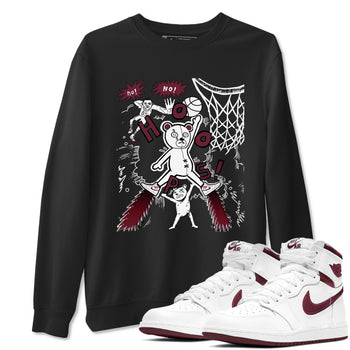 AJ1 Metallic Burgundy shirt to match jordans Stop The Bear sneaker tees Air Jordan 1 Metallic Burgundy SNRT Sneaker Release Tees unisex cotton Black 1 crew neck shirt