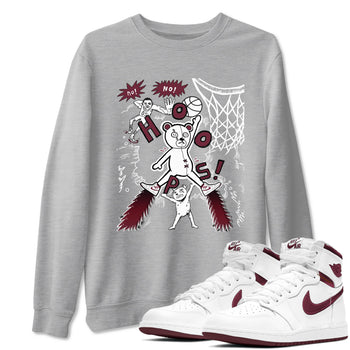 AJ1 Metallic Burgundy shirt to match jordans Stop The Bear sneaker tees Air Jordan 1 Metallic Burgundy SNRT Sneaker Release Tees unisex cotton Heather Grey 1 crew neck shirt