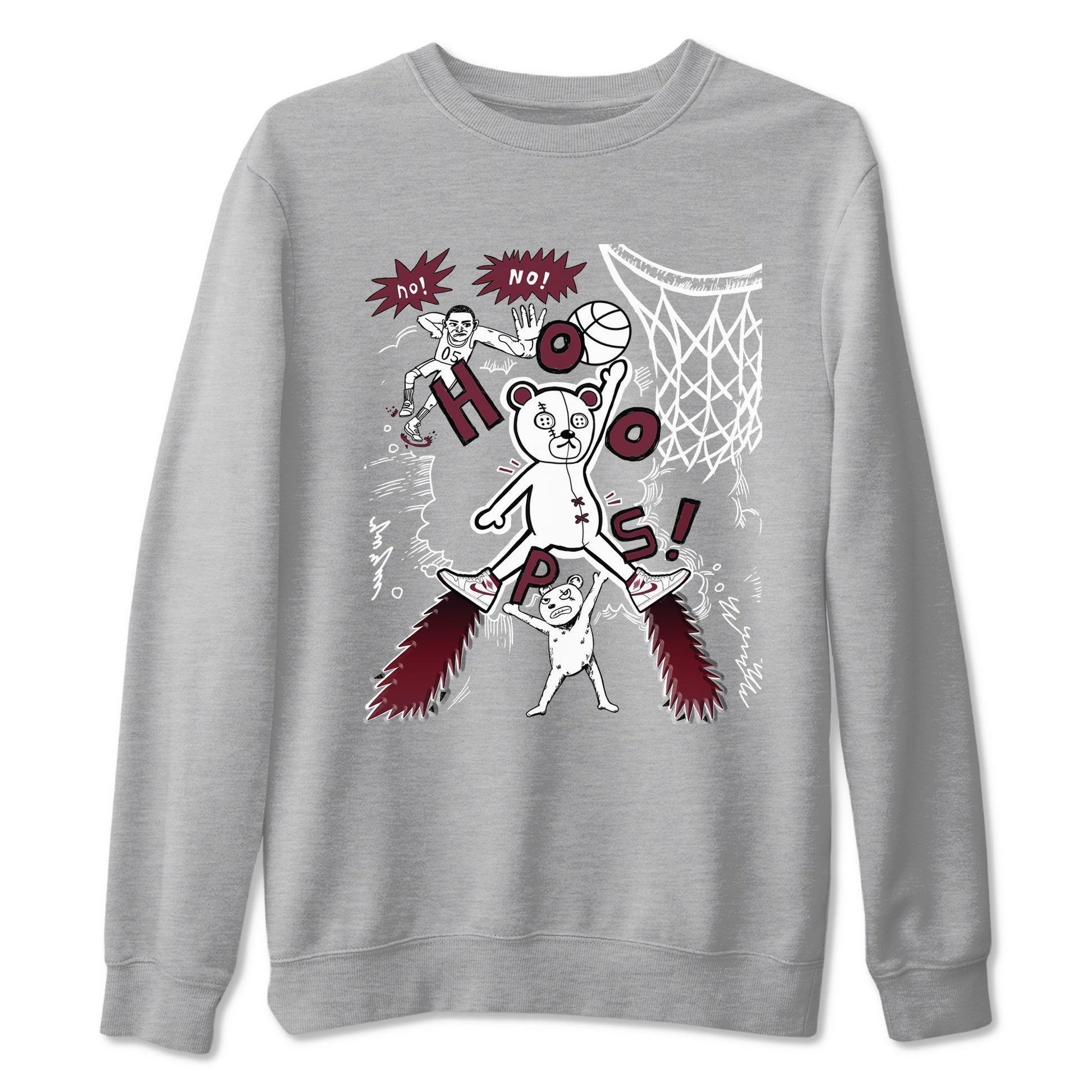 AJ1 Metallic Burgundy shirt to match jordans Stop The Bear sneaker tees Air Jordan 1 Metallic Burgundy SNRT Sneaker Release Tees unisex cotton Heather Grey 2 crew neck shirt