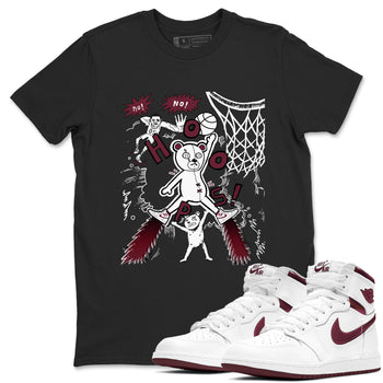 AJ1 Metallic Burgundy shirt to match jordans Stop The Bear sneaker tees Air Jordan 1 Metallic Burgundy SNRT Sneaker Release Tees unisex cotton Black 1 crew neck shirt