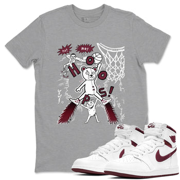 AJ1 Metallic Burgundy shirt to match jordans Stop The Bear sneaker tees Air Jordan 1 Metallic Burgundy SNRT Sneaker Release Tees unisex cotton Heather Grey 1 crew neck shirt