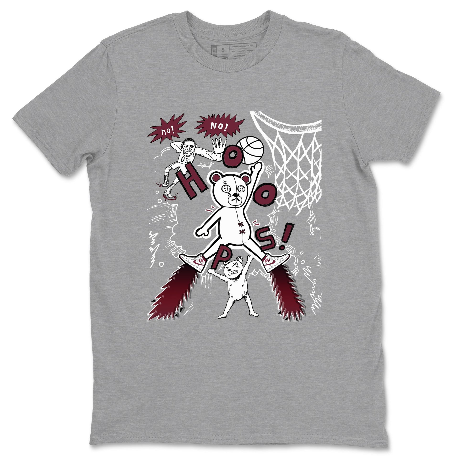 AJ1 Metallic Burgundy shirt to match jordans Stop The Bear sneaker tees Air Jordan 1 Metallic Burgundy SNRT Sneaker Release Tees unisex cotton Heather Grey 2 crew neck shirt