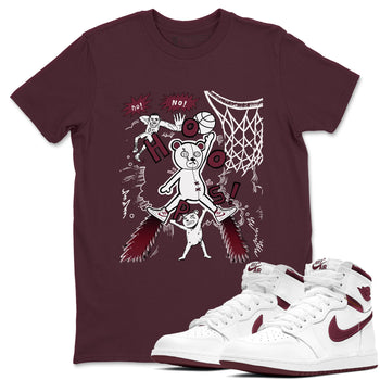 AJ1 Metallic Burgundy shirt to match jordans Stop The Bear sneaker tees Air Jordan 1 Metallic Burgundy SNRT Sneaker Release Tees unisex cotton Maroon 1 crew neck shirt