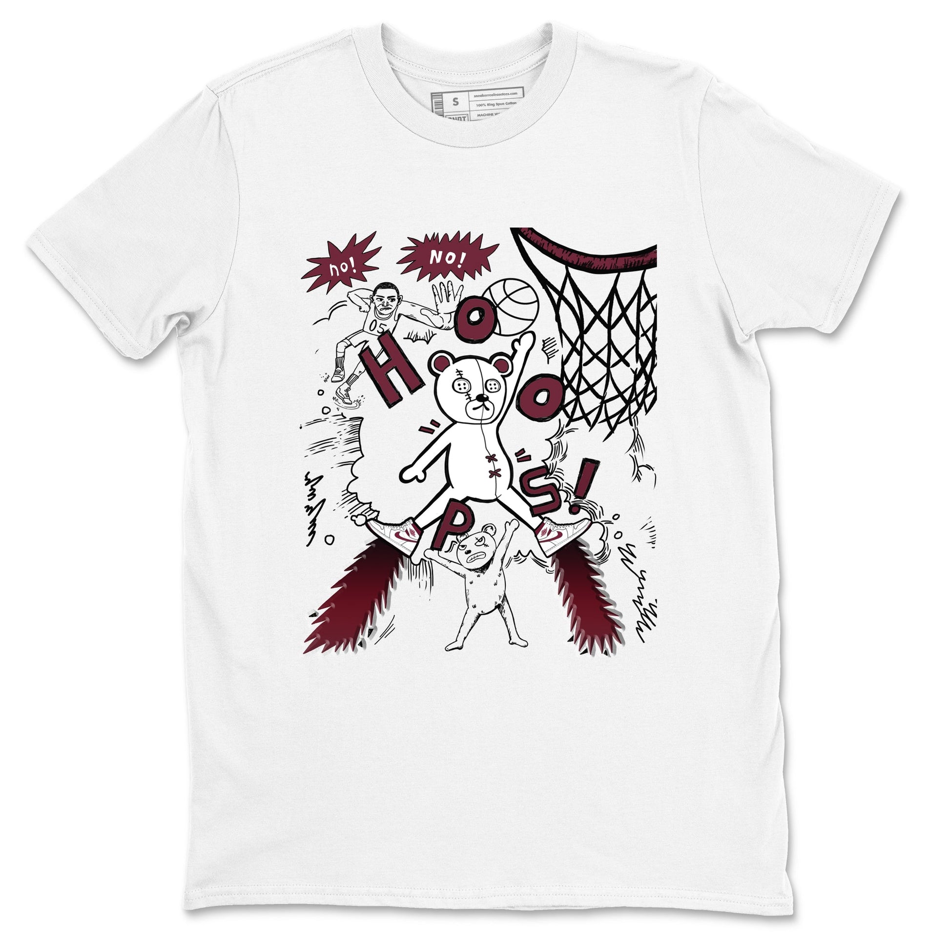 AJ1 Metallic Burgundy shirt to match jordans Stop The Bear sneaker tees Air Jordan 1 Metallic Burgundy SNRT Sneaker Release Tees unisex cotton White 2 crew neck shirt
