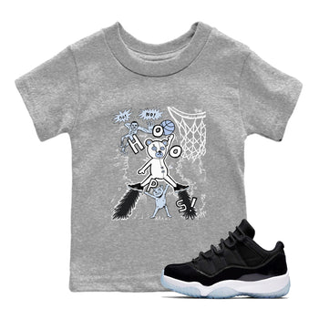 11s Low Space shirt to match jordans Stop The Bear sneaker tees Air Jordan 11 Black/Varsity Royal SNRT sneaker release tees baby toddler Heather Grey 1 cotton Shirt