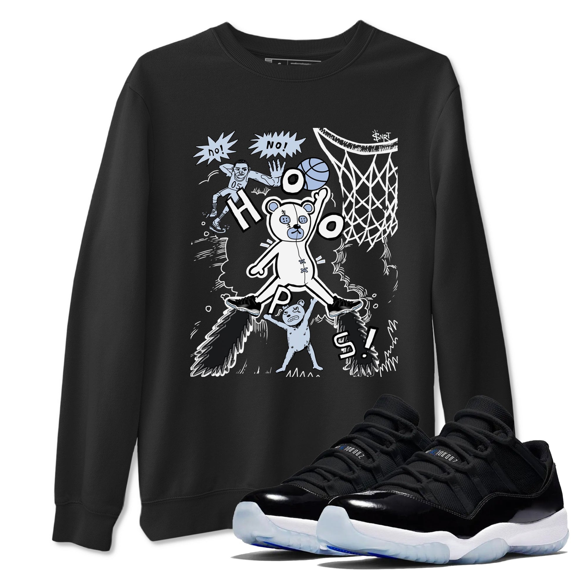 11s Low Space shirt to match jordans Stop The Bear sneaker tees Air Jordan 11 Black/Varsity Royal SNRT Sneaker Release Tees unisex cotton Black 1 crew neck shirt