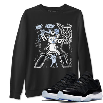 11s Low Space shirt to match jordans Stop The Bear sneaker tees Air Jordan 11 Black/Varsity Royal SNRT Sneaker Release Tees unisex cotton Black 1 crew neck shirt