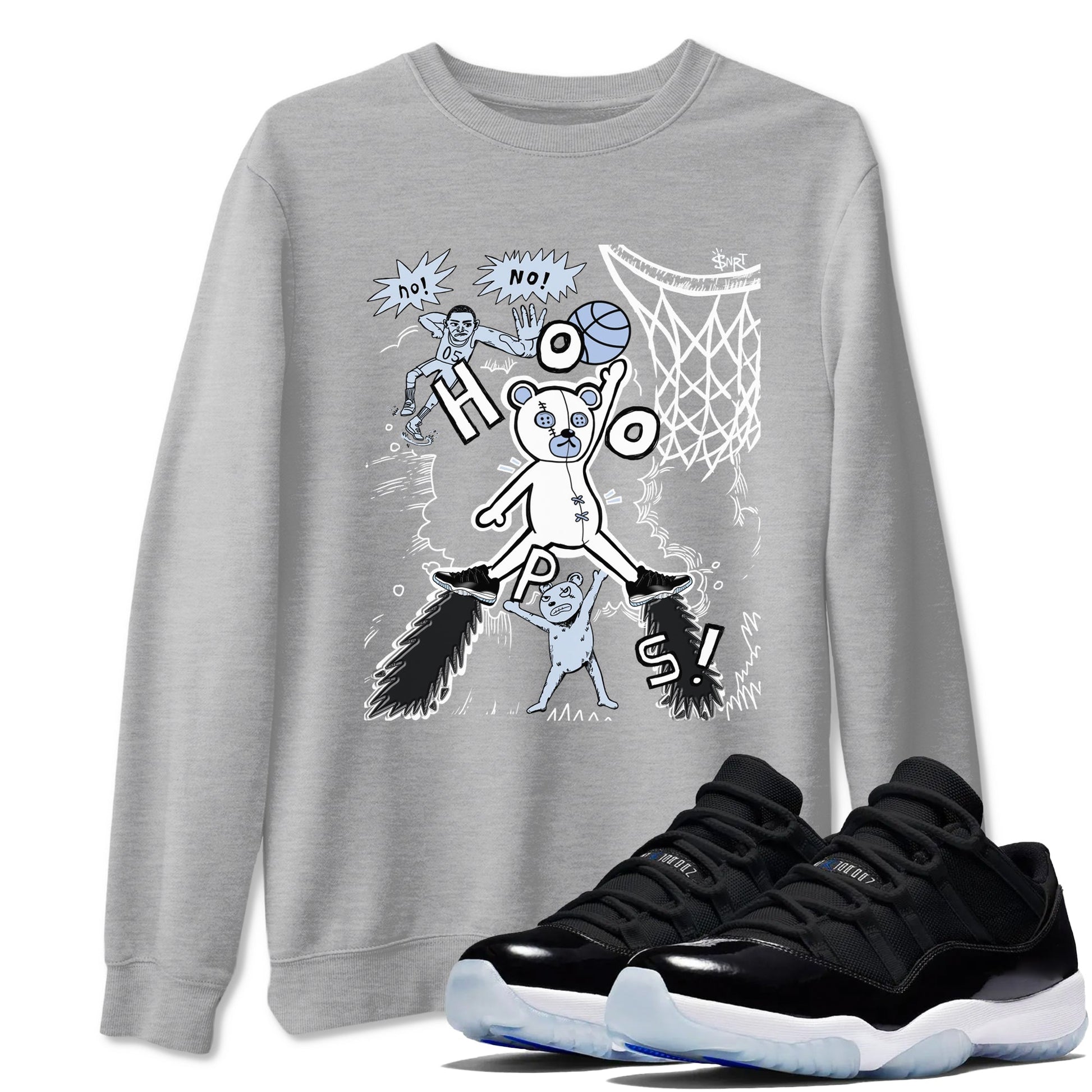 11s Low Space shirt to match jordans Stop The Bear sneaker tees Air Jordan 11 Black/Varsity Royal SNRT Sneaker Release Tees unisex cotton Heather Grey 1 crew neck shirt