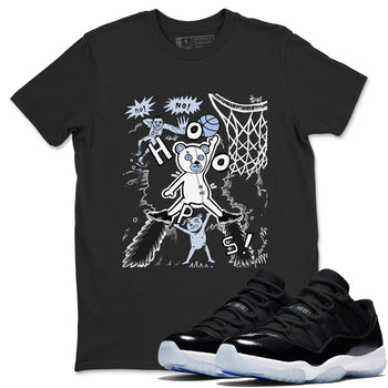 11s Low Space shirt to match jordans Stop The Bear sneaker tees Air Jordan 11 Black/Varsity Royal SNRT Sneaker Release Tees unisex cotton Black 1 crew neck shirt