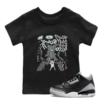 3s Green Glow shirt to match jordans Stop The Bear sneaker tees Air Jordan 3 Retro Green Glow SNRT sneaker release tees baby toddler Black 1 cotton Shirt