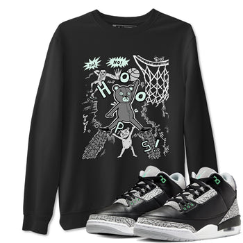3s Green Glow shirt to match jordans Stop The Bear sneaker tees Air Jordan 3 Retro Green Glow SNRT Sneaker Release Tees unisex cotton Black 1 crew neck shirt