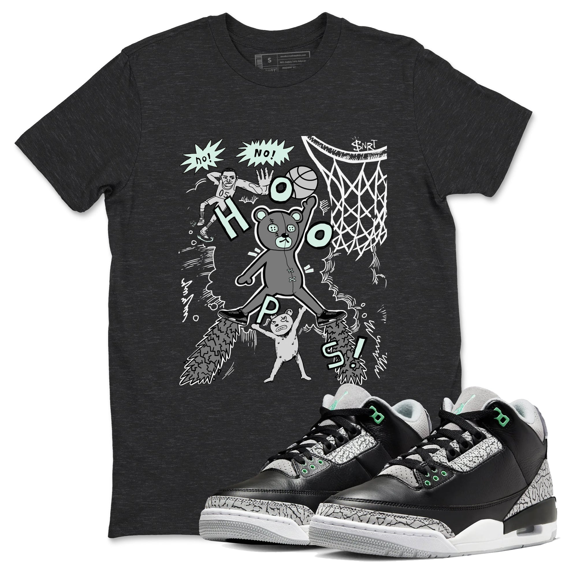 3s Green Glow shirt to match jordans Stop The Bear sneaker tees Air Jordan 3 Retro Green Glow SNRT Sneaker Release Tees unisex cotton Charcoal Heather 1 crew neck shirt