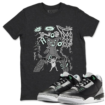 3s Green Glow shirt to match jordans Stop The Bear sneaker tees Air Jordan 3 Retro Green Glow SNRT Sneaker Release Tees unisex cotton Charcoal Heather 1 crew neck shirt