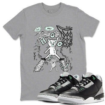 3s Green Glow shirt to match jordans Stop The Bear sneaker tees Air Jordan 3 Retro Green Glow SNRT Sneaker Release Tees unisex cotton Heather Grey 1 crew neck shirt