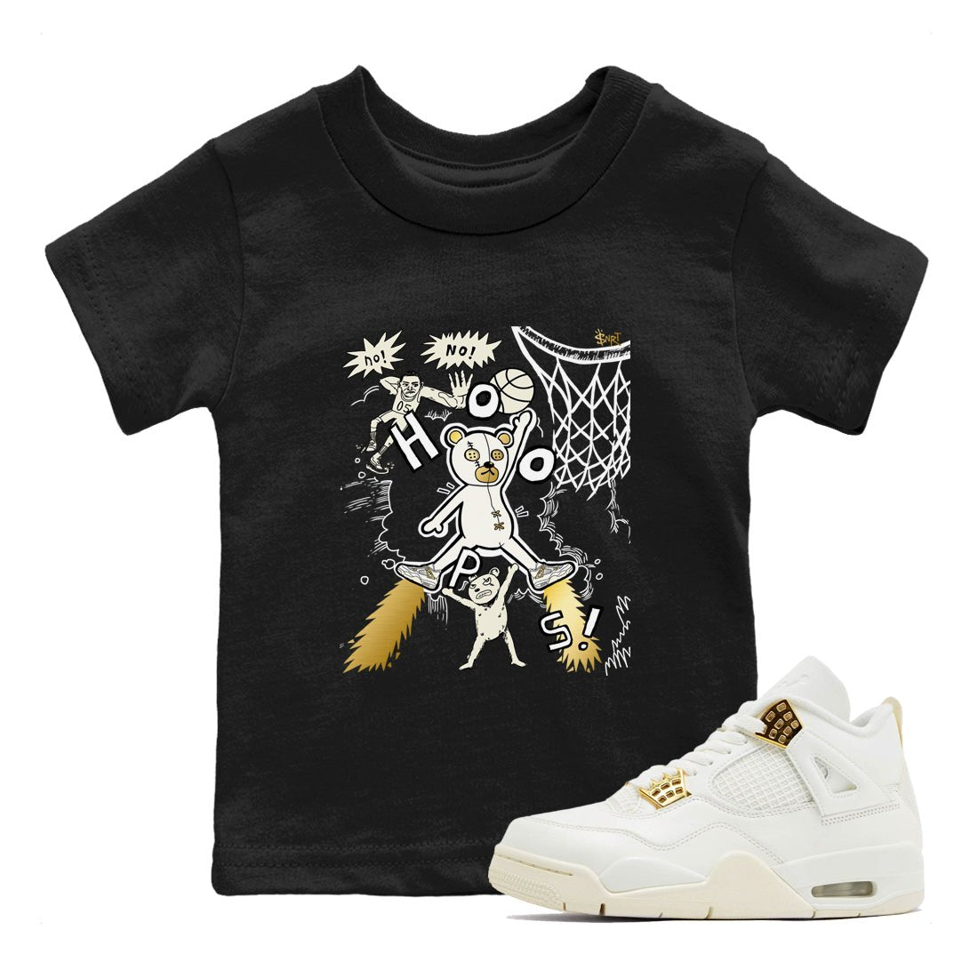 AJ4 Sail shirt to match jordans Stop The Bear sneaker tees Air Jordan 4 Sail SNRT sneaker release tees baby toddler Black 1 cotton Shirt