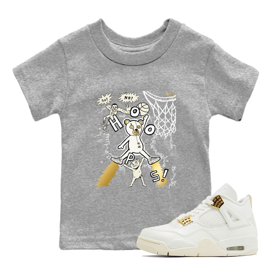 AJ4 Sail shirt to match jordans Stop The Bear sneaker tees Air Jordan 4 Sail SNRT sneaker release tees baby toddler Heather Grey 1 cotton Shirt