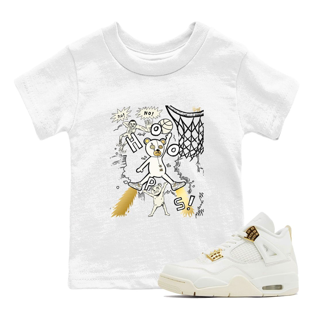 AJ4 Sail shirt to match jordans Stop The Bear sneaker tees Air Jordan 4 Sail SNRT sneaker release tees baby toddler White 1 cotton Shirt
