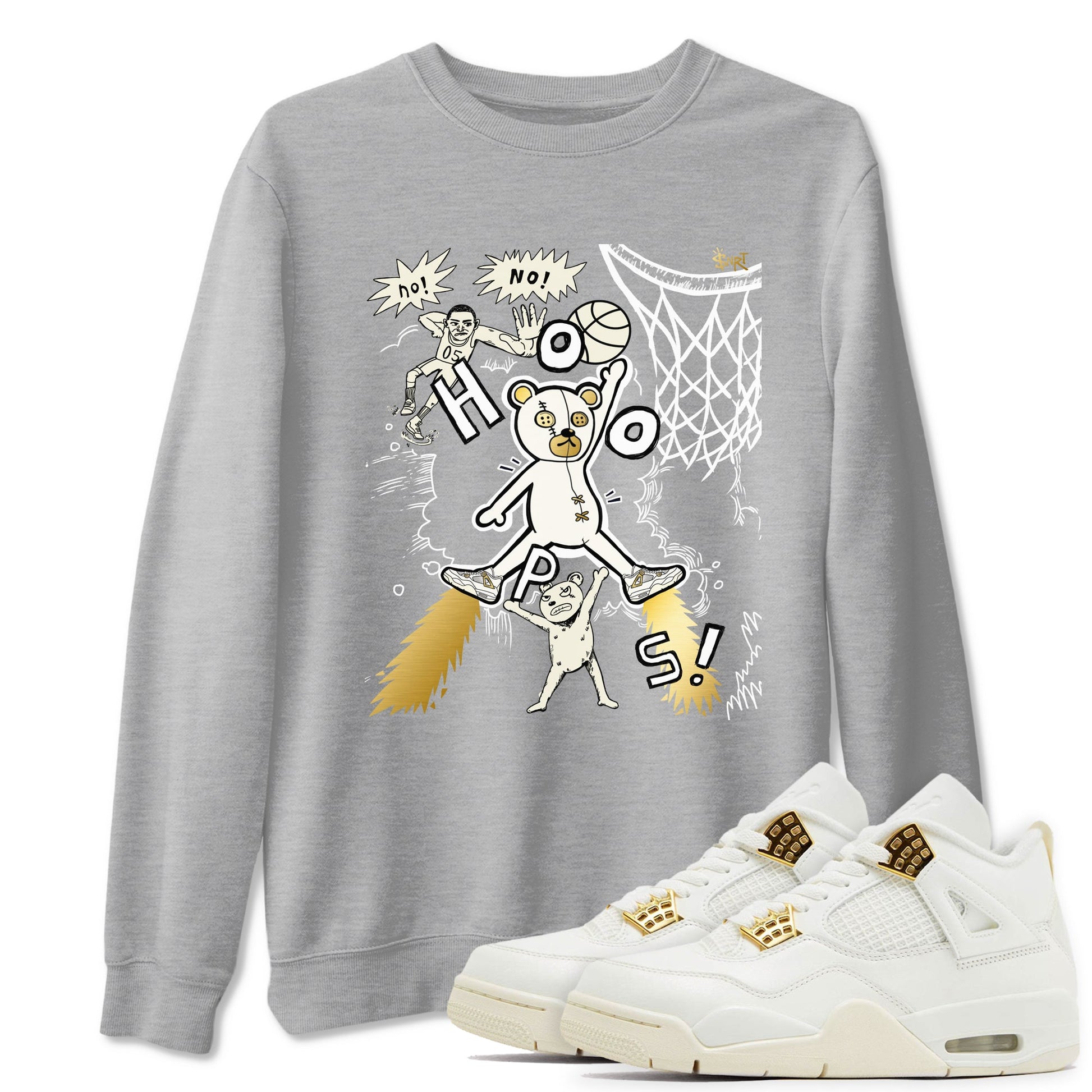 AJ4 Sail shirt to match jordans Stop The Bear sneaker tees Air Jordan 4 Sail SNRT Sneaker Release Tees unisex cotton Heather Grey 1 crew neck shirt