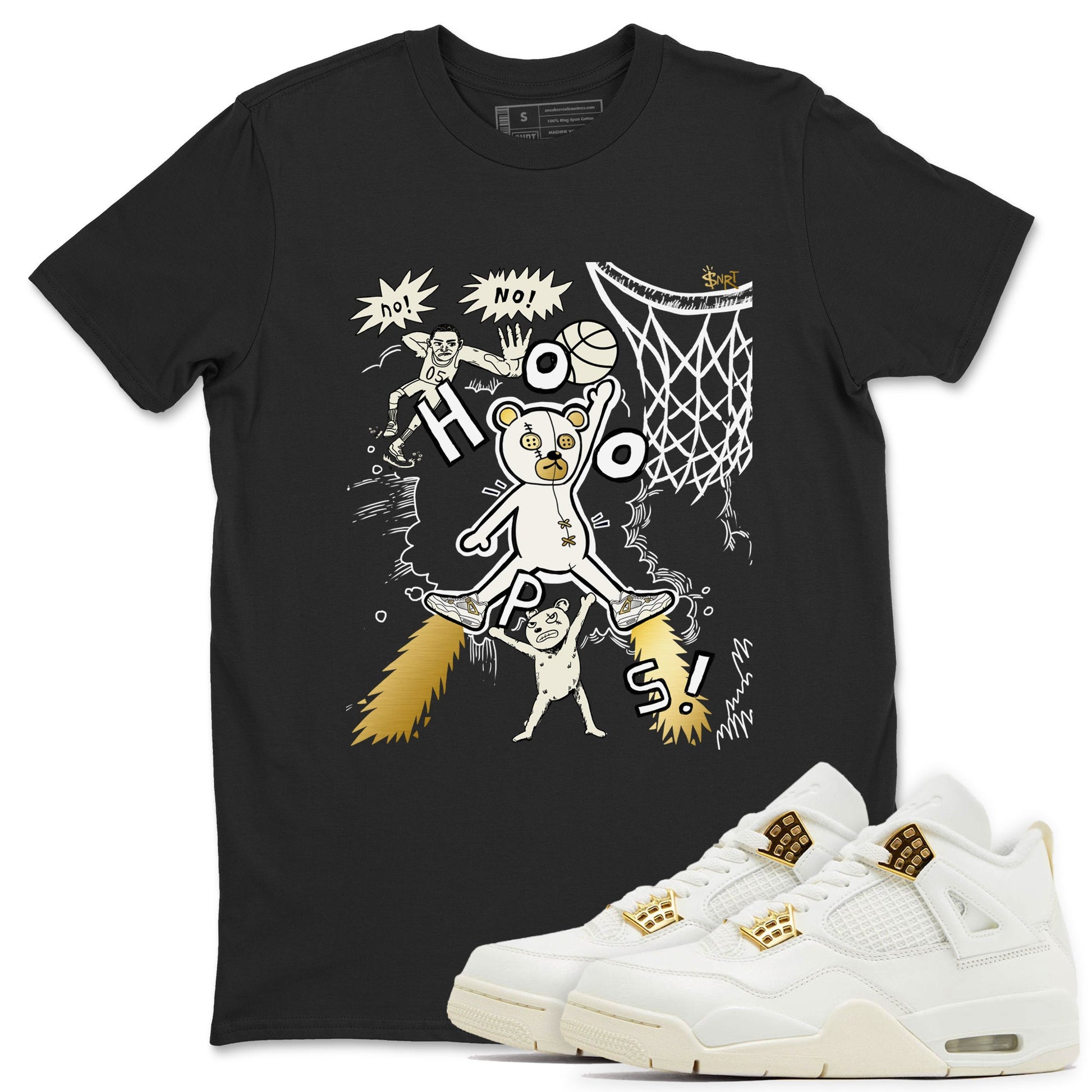AJ4 Sail shirt to match jordans Stop The Bear sneaker tees Air Jordan 4 Sail SNRT Sneaker Release Tees unisex cotton Black 1 crew neck shirt