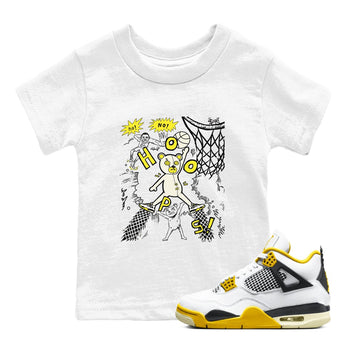 4s Vivid Sulfur shirt to match jordans Stop The Bear sneaker tees Air Jordan 4 Retro Vivid Sulfur SNRT sneaker release tees baby toddler White 1 cotton Shirt