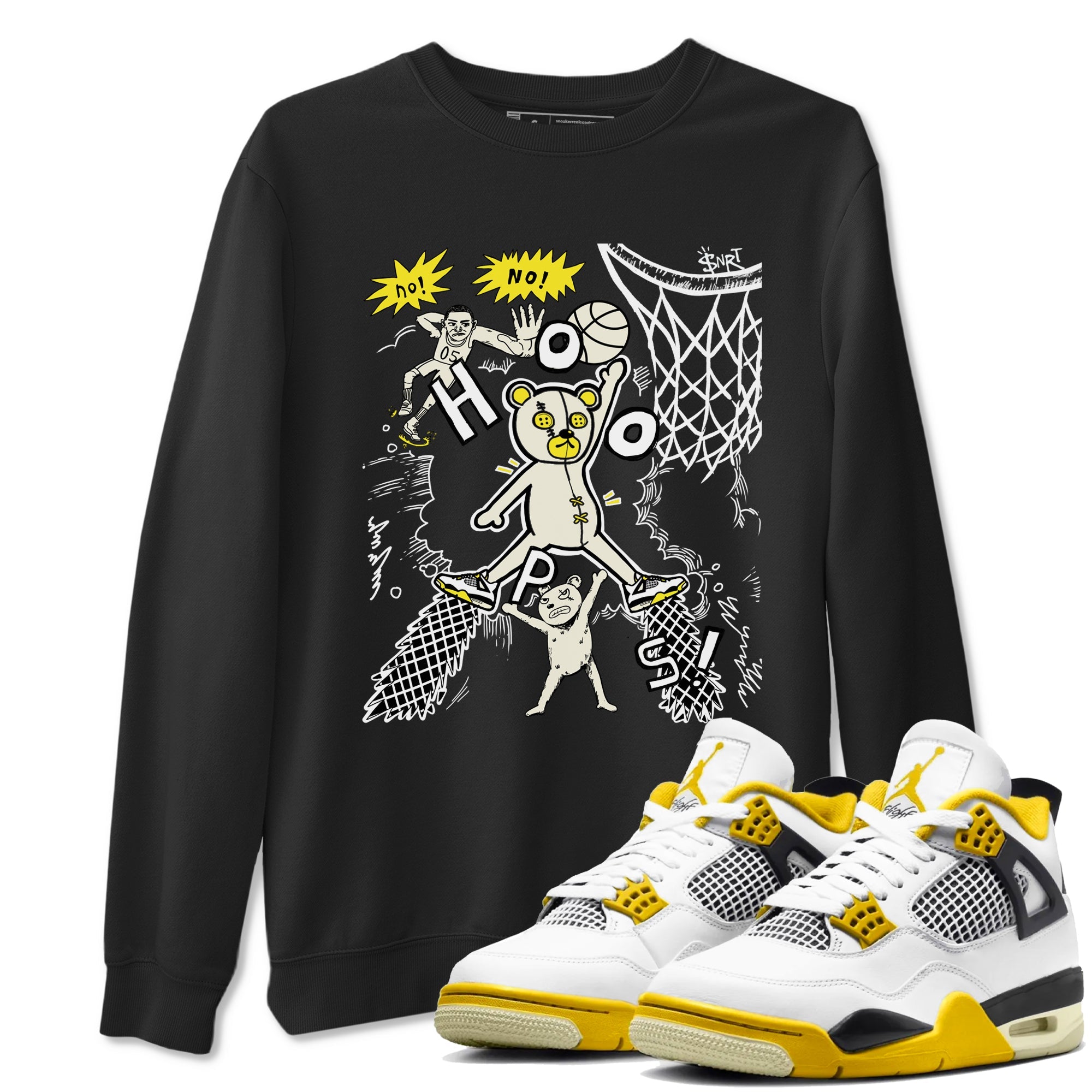 4s Vivid Sulfur shirt to match jordans Stop The Bear sneaker tees Air Jordan 4 Retro Vivid Sulfur SNRT Sneaker Release Tees unisex cotton Black 1 crew neck shirt