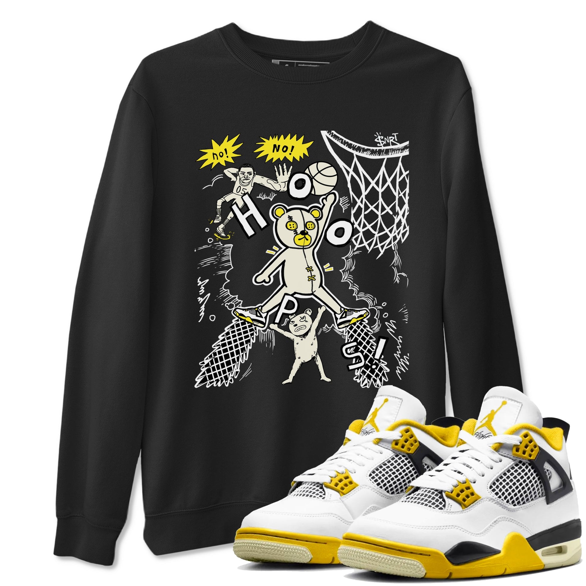 4s Vivid Sulfur shirt to match jordans Stop The Bear sneaker tees Air Jordan 4 Retro Vivid Sulfur SNRT Sneaker Release Tees unisex cotton Black 1 crew neck shirt