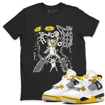 4s Vivid Sulfur shirt to match jordans Stop The Bear sneaker tees Air Jordan 4 Retro Vivid Sulfur SNRT Sneaker Release Tees unisex cotton Black 1 crew neck shirt
