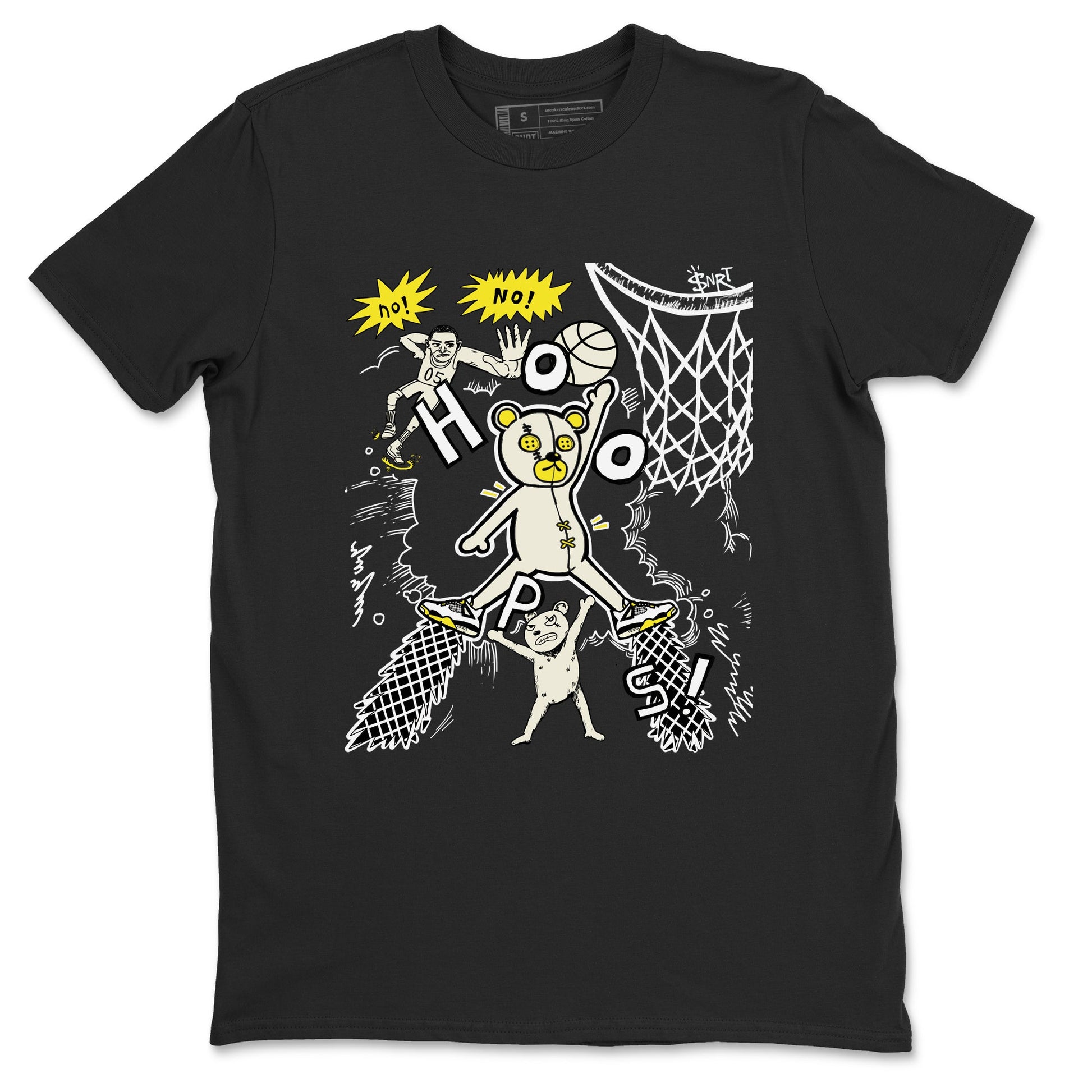 4s Vivid Sulfur shirt to match jordans Stop The Bear sneaker tees Air Jordan 4 Retro Vivid Sulfur SNRT Sneaker Release Tees unisex cotton Black 2 crew neck shirt